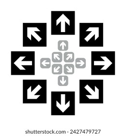 Arrow icons set. Symbol of movement or path. Direction indicator.