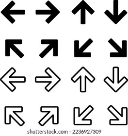 iconos de flecha establecen el vector del símbolo. para diseño web sobre fondo blanco 1.eps