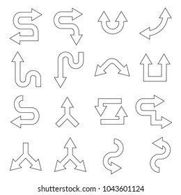 arrow icons set thin line design