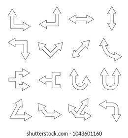 arrow icons set thin line design