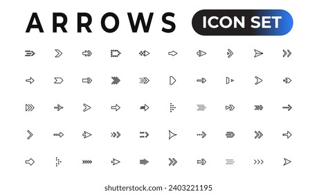 arrow icons set of thin line web icon set, simple outline icons collection, Pixel Perfect icons, Simple vector illustration.
