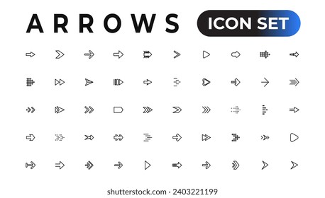 arrow icons set of thin line web icon set, simple outline icons collection, Pixel Perfect icons, Simple vector illustration.
