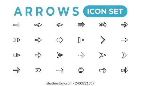 arrow icons set of thin line web icon set, simple outline icons collection, Pixel Perfect icons, Simple vector illustration.
