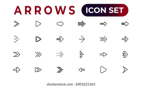 arrow icons set of thin line web icon set, simple outline icons collection, Pixel Perfect icons, Simple vector illustration.
