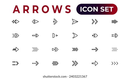 arrow icons set of thin line web icon set, simple outline icons collection, Pixel Perfect icons, Simple vector illustration.

