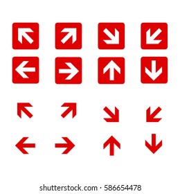 Arrow Icons. set arrow in various directions. in the background and without. Red, each separately