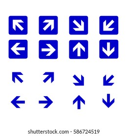 Arrow Icons. set arrow in various directions. in the background and without. Blue, each separately
