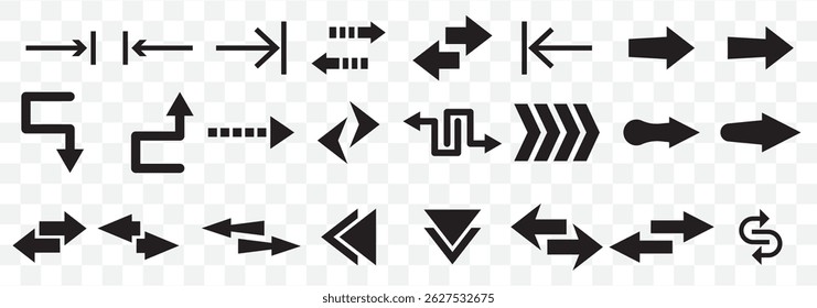 Arrow icons set. Vector Arrows collection. arrow symbol Icon set for custom use Arrow icon set. Collection different arrow signs on Transparent Background. EPS 10.