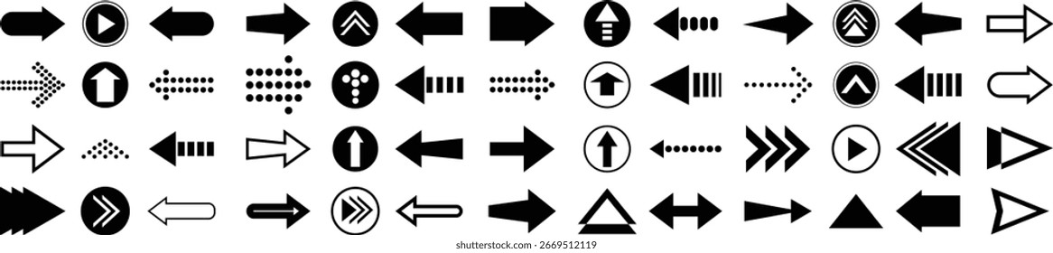 Conjunto de iconos de flecha Colección de flecha de Vector, Elementos de dirección simple, navegación y puntero