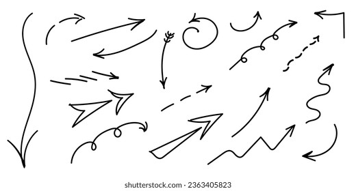 Arrow icons Set. Vector illustration. Hand drawn