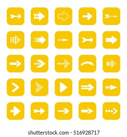 Arrow icons set - vector illustration. Square shape concept, internet button isolated on white background, graphic design. Collection of modern color style for website, app, web page and interface