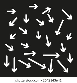 Arrow icons set. White direction shapes. Vector pointer collection. Navigation symbol pack.