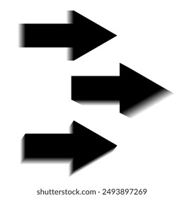 Iconos de flecha con sombras. Símbolos de los Vectores direccionales. Formas negras audaces. Diseño abstracto moderno.