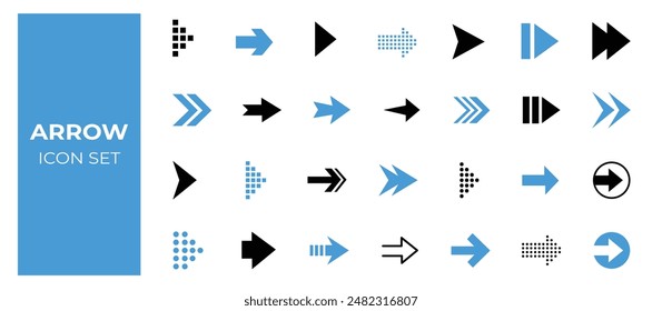 Iconos de flecha. Cursores simples, punteros y Ilustración vectorial de Botones de dirección.	