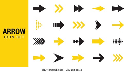 Ícones de seta. Cursores simples, ponteiros e botões de direção para ilustração de vetor