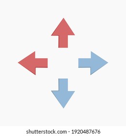 Arrow icons - simple vector flat graphics of arrows in four directions.