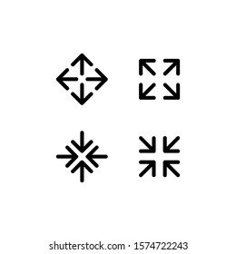 The arrow icons spread and gather in various directions