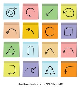 arrow icons in sticky note paper