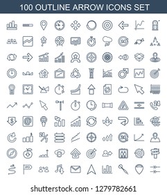 arrow icons. Trendy 100 arrow icons. Contain icons such as location, dart, chart, navigation arrow, mail, download music, user communicatrion, direction. arrow icon for web and mobile.