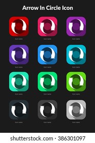 Arrow icons ui app set for icon application mobile or button main screen phone. Colorful vector flat style design template with drop shadow on dark grey background.