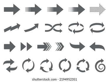 Arrow icons of various shapes with movement