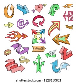 Arrow icons vector arrowheads direction or arrowy cursed pointer design up down narrow circle collection illustration set of arrow-headed sign isolated on white background