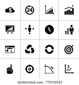 Arrow icons. vector collection filled arrow icons. includes symbols such as refresh, chart graph, money graph, career growth, browser. use for web, mobile and ui design.