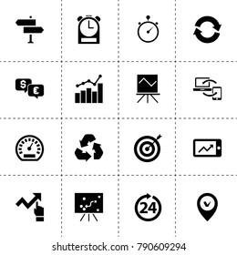 Arrow icons. vector collection filled arrow icons. includes symbols such as refresh, chart graph, graph on phone display, speedometer. use for web, mobile and ui design.