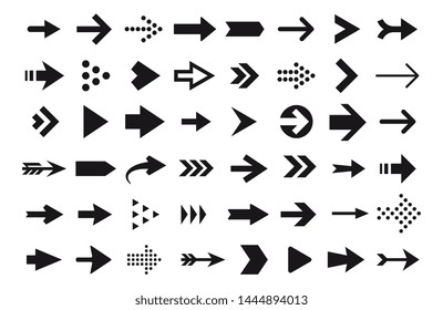 Arrow icons, vector arrow cursor isolated on white background. Direction arrow right, pointer navigation illustration