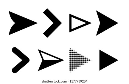 Arrow icons or vector pointers logo for web navigation design elements