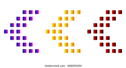 Arrow icons. Vector set of left arrow icons. Arrow icons isolated on white background.