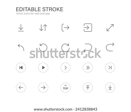 arrow icons for web and app. editable stroke vector illustration