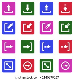 Arrow Icons. White Flat Collection In Square. Vector Illustration.
