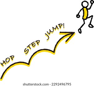 Arrow illustration with image of step up, level up, skill up, growth.The background is transparent.