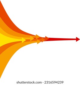 Arrow image of progress, speed, etc. red