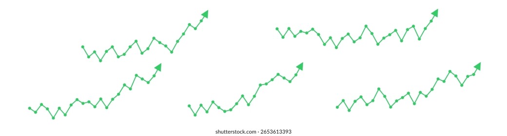 Vetor crescente em seta, significando crescimento, progresso e tendência ascendente. Ideal para relatórios de negócios, gráficos financeiros ou apresentações que descrevem desenvolvimento positivo e desempenho do mercado.
