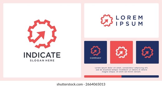 La flecha indica el diseño del logotipo con el engranaje