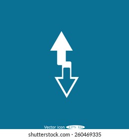 arrow indicates the direction