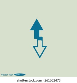 arrow indicates the direction