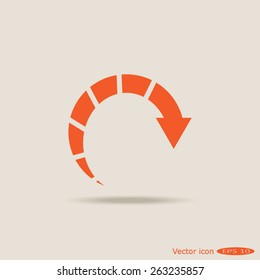 arrow indicates the direction