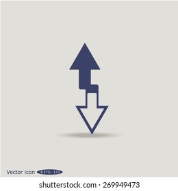 arrow indicates the direction