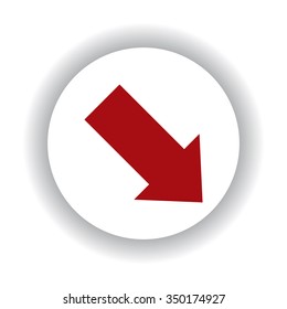 arrow indicates the direction icon, red isolated white background