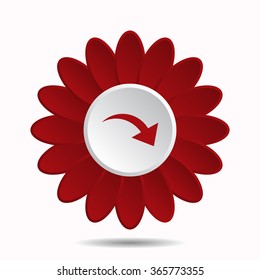 arrow indicates the direction icon, vector illustration. Flat design style, flower icon