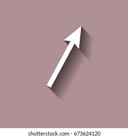The arrow indicates the direction to the right of the top. Vector icon with shadow