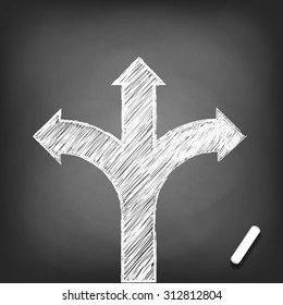 Arrow indicates the direction of the road. Stock vector image.