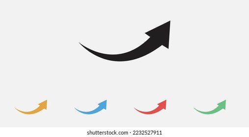 Arrow indicates the direction, vector illustration. Set of colorful flat design icons