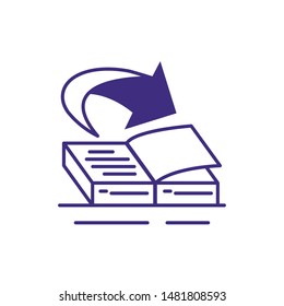 arrow indication direction with textbook supply