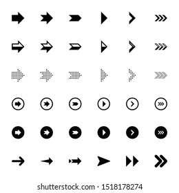 arrow indicators with various shapes, suitable for UI, transportation,