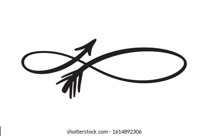 Arrow infinity calligraphy vector logo valentine. Element sign illustration template for your design.