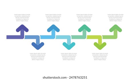 Pfeil-Infografik mit 7 Schritten. Vektorgrafik Infografik